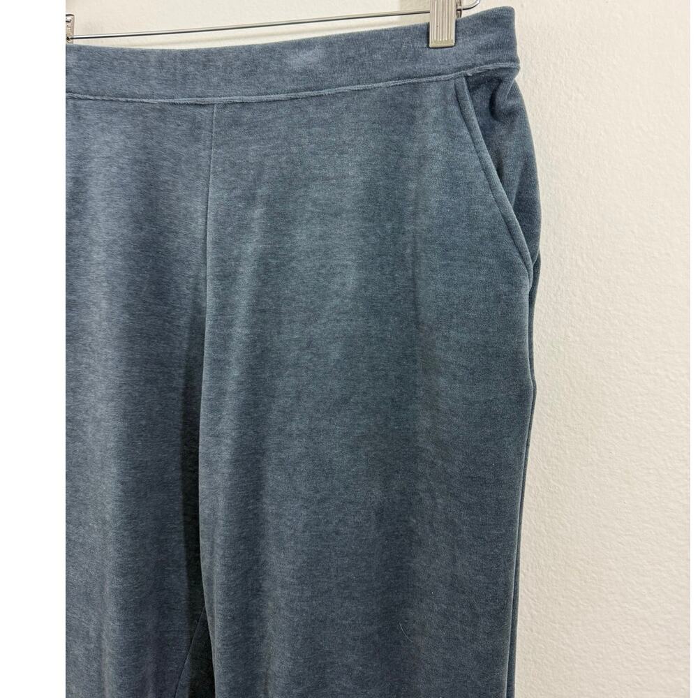 L.L.Bean Velvet Pull On Pants Storm Blue Elastic Waist Drawstring Straight Leg M - Picture 6 of 13